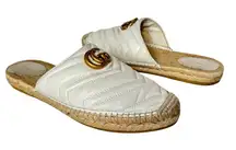 Gucci Charlotte Marmont GG Espadrille Mule Sandals White Matelasse Size EU 41.5
