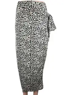 Never Fully Dressed Women's Black Animal Print Knotted Long Jasper Wrap Skirt S