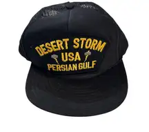 Vintage Black Men’s Desert Storm Persian Gulf USA Military Hat Cap Snapback