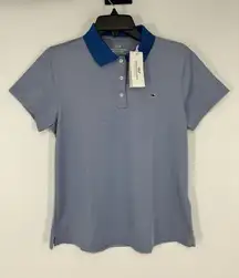 Vineyard Vines Performance Women's Perfect Pique Polo Solid‎ Yacht Blue Stretch