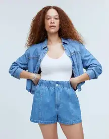 Madewell Denim Pull-On Paperbag Shorts in Bunten Wash 28 NWT