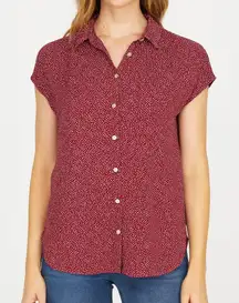 LOFT Crimson and White Geometric Shirt