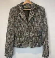 ABS Allen Schwartz Allen Schwartz Green Black Tweed Blazer Size 10