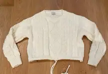 Storets - Adele Cable Knit Sweater with Drawstring in Ivory