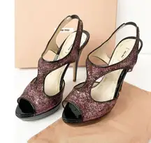 Pink Glitter-Vernice Platform High heels