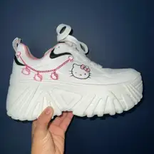White and pink Hello Kitty platform sneakers 
