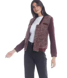 MEMBERS ONLY Women's Tweed Varsity Burgundy Hooded Jacket​