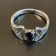 Vintage black onyx silver plated ring size 6.5