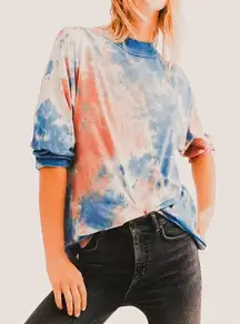 Free People We The Free “Be Free” Cotton Candy Tie Dye Tee Oversized Indie boho