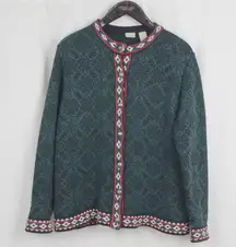 LL Bean Nordic Cotton Cardigan Sweater Medium