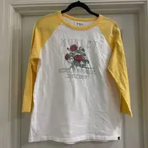 Women’s  Floral “Rebel In Paradise” Baseball Tee 3/4 Length Sleeves Sz L