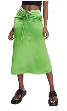 & Other Stories ruched satin midi skirt US 10