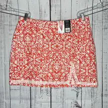 Jones New York Sz XL Pink & White Floral Print Split Hem Skort - Skirt w/ Shorts