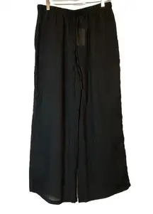 J.Valdi Black Beachy Swim Sheer Coverup Pants Wide Leg SZ M WOMENS Pockets NWT