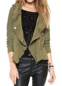 Free People Clementine Lace Inset Boho Hoodie in olive green small