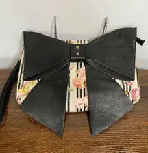 Betsey Johnson Gift Boxed Floral Big Bow Wallet Handbag Multi-Color Size 8x12"