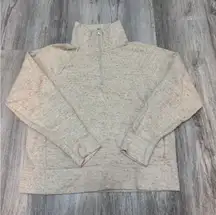 Nike Women's Beige Size Small Speckled Knit Quarter Zip Pullover Sweatshirt