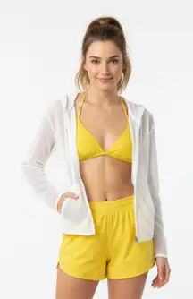 Westbound White Long Sleeve Sheer Netted Zip Up Hoody Jacket L