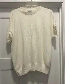 Vintage 90’s Women’s Size XL Short Sleeve Sweater Ivory Cottagecore Grandmacore
