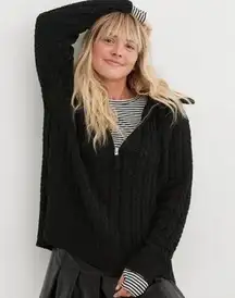 Aerie Oversized Cableknit Quarter Zip Pull Over NWT