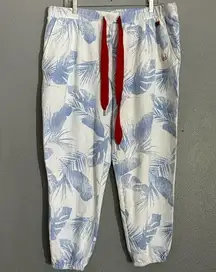 Peace Love World Jogger Print Blue Drawstring Pajama Pants Cotton Size 1X