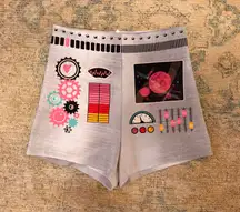Wildfox RARE Sample Only! High Waist Robotic Graphic Print Shorts Super Stretch