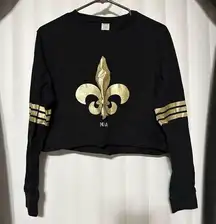 NOLA New Orleans Saint black/gold sweatshirt style long sleeve crop top