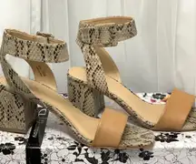Snakeskin blocked heels