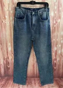 Nasty Gal Blue Stonewashed High Rise Mom Jeans Size 8