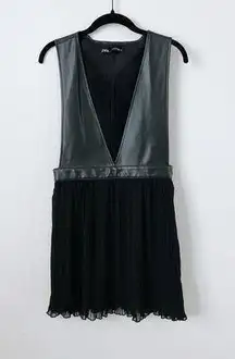 ZARA Faux Leather Overall Dress