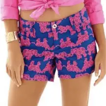 NWT Lilly Pulitzer Callahan Short Womens Size 00 Pack Your Trunk Elephant Print