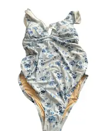 A Pea in the Pod Maternity One Piece Swimsuit Floral Blue Size S‎