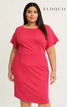 Eloquii Dress Women’s size 22 Pink Midi Stretch Comfort Party Office Career Date