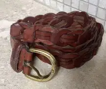 VINTAGE COWHIDE BRAIDED LEATHER BELT SOFT & BROKEN IN SIZE 36