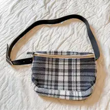 Clare V. Woven Fanny Belt Bag Plaid Raffia