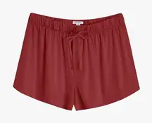 Cuyana Organic Pima Sleep Shorts Soft Cotton Blend Drawstring Burgundy XS Cherry