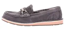 Ariat Womens Cruiser Grey Suede Moccasin Loafers Metal Horse Bit Detail 6.5 B
