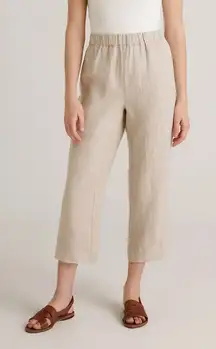 Quince Linen Pants Women’s Small Flax 100% European Elastic Waist Cropped
