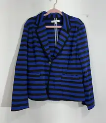 COMPANY ELLEN TRACY black blue striped navy blazer- size XL