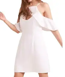 NEW  Kaless Off Shoulder White Ruffle Cut Out Shift Dress Women’s 10