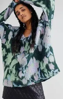 Free People Primrose Floral Tunic Pullover Sweater Oversized