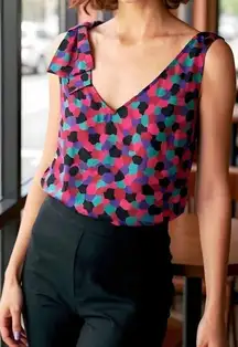 SÉZANE Aelys Silk Top, Mosaic Print, FR34/US2