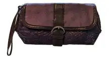 Elizabeth Arden Wristlet Women's Snakeskin Style Purple Snap Closure