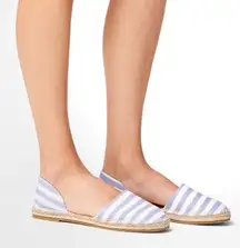 JustFab BRYN Blue & White Slip On Striped Espadrilles