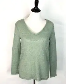 Others Follow Women's Thin Knit Open Back‎ Top See Through Green Blouse Size S