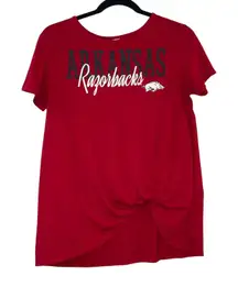 Sideline Apparel Red Arkansas Twisted Front Shirt Sleepwear Top
