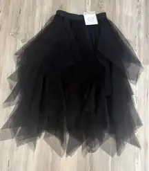 Golden Brand Elegant Black Layered Tulle Midi Skirt NWT – Size Medium