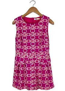 By Anthropologie Pink Sleeveless Geometric Print Romper Size Medium