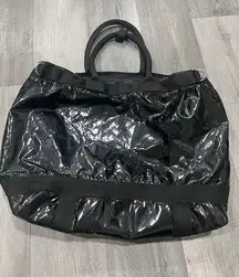 LE SPORTSAC Black Shiny Tote Bag Large Double Hand