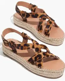 New W/ Box Madewell‎ Aleh Asymmetric Malia Espadrille Sandal Leopard Calf…